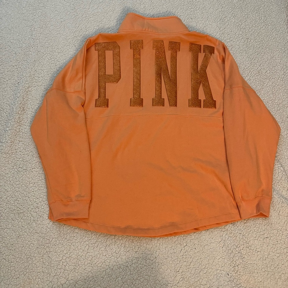 Victoria's Secret PINK Sweatshirt Quarter Zip Mockneck Logo Fleece NWT